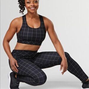 Glyder High Power High Waisted Black Windowpane Check Leggings XS
